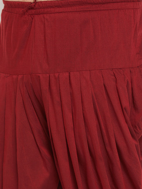 Vastramay Men's Plus Size Golden Silk Blend Curved Kurta Dhoti Set